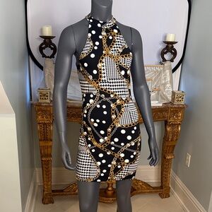 SHEIN Black and Gold Chain Mini Dress